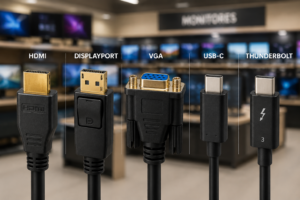 Tipos de Cabos de Vídeo, hdmi, displayport, vga, usb-c e thunderbolt