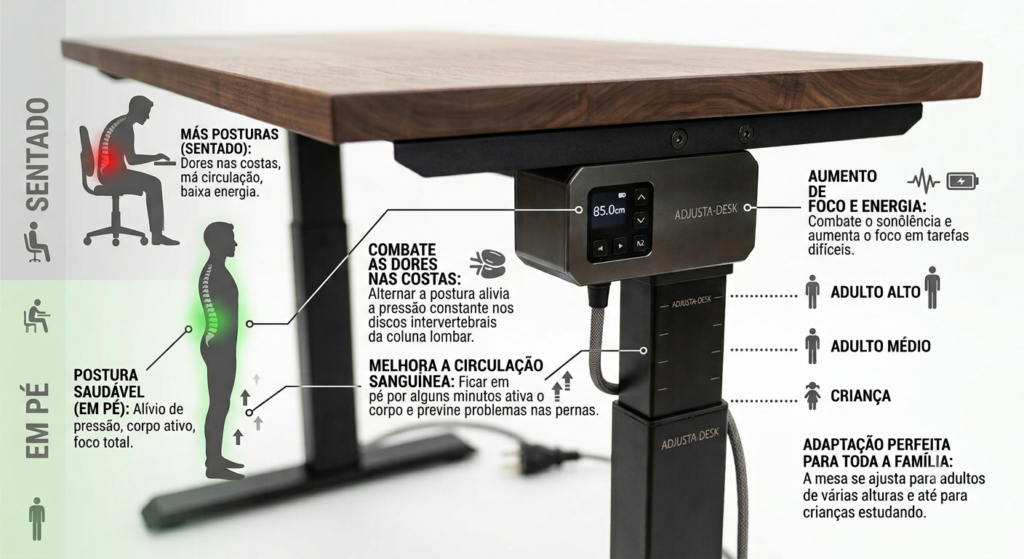 vantagens da mesa com ajuste de altura