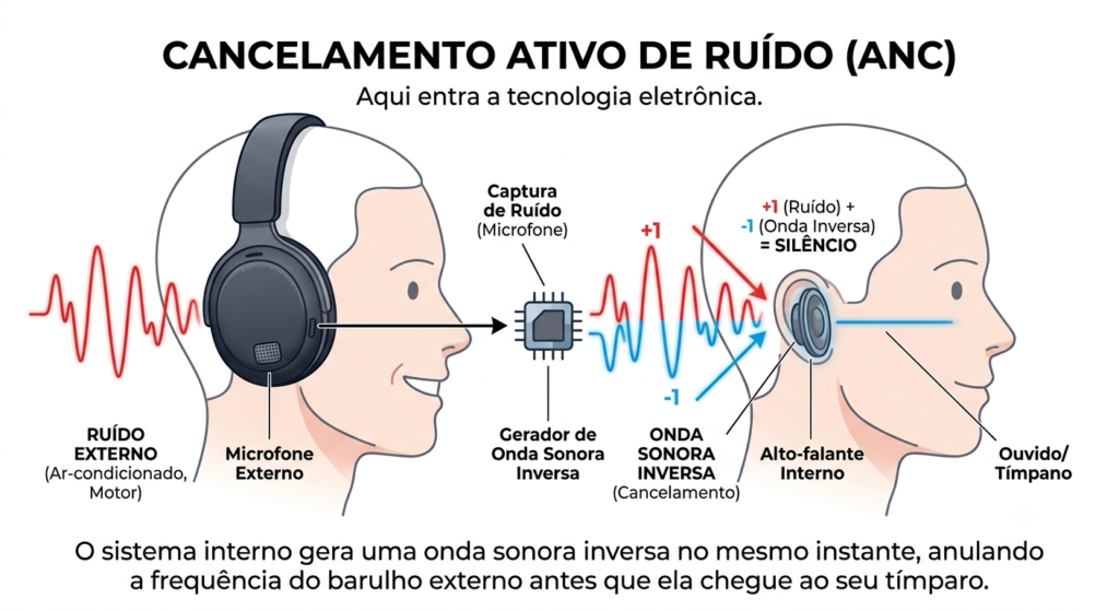 explicacao do cancelmento ativo ANC dos fones