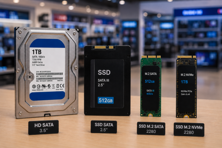 HD SATA, SSD SATA, SSD M.2 SATA e M.2 NVMe