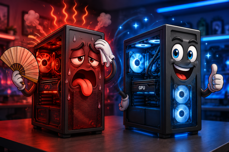 computador com airflow ruim e computador com airflow bom